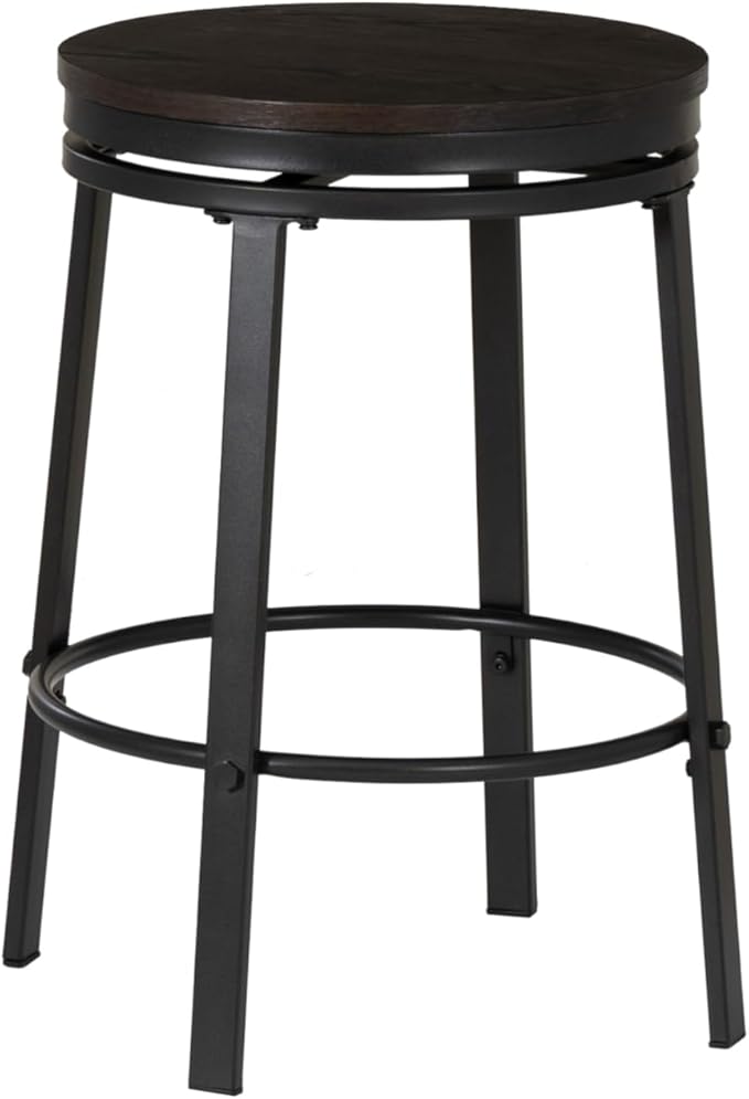 Powell Mikka Black and Brown Five Piece Round Counter Height Dining Pub Set with Swivel Seats