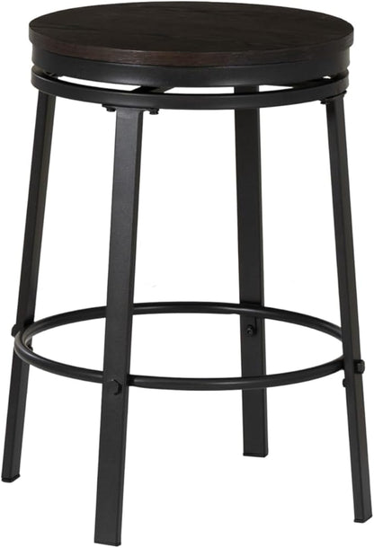 Powell Mikka Black and Brown Five Piece Round Counter Height Dining Pub Set with Swivel Seats