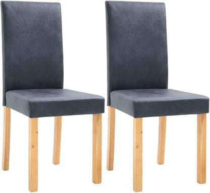 Modern Dining Chairs Set of 2 Gray Faux Suede Upholstered with Solid Wood Frame Comfortable Seating for Kitchen Dining Room and Living Room