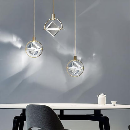 HEYAN Pendant Light Modern Crystal Pendant Light in Gold Brushed,Small Mini Crystal Chandelier Pendant Lights for Island Bar,Bedroom Lighting, Hallway, Dining Room,Living Room (Gold, 1 Light)