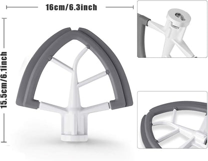 Flex Edge Beater for KitchenAid,Mixer Attachement Compatible With KitchenAid,Mixer Accessory,Fits Tilt-Head Stand Mixer Bowls For 4.5-5 Quart Bowls,Beater With Silicone Edges,Grey
