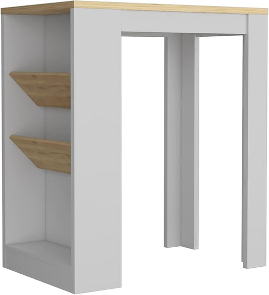Kitchen Island 41" H with 2 Bottle Organizers and Shelves Elegant Style Side Table for Wine Collection Practical