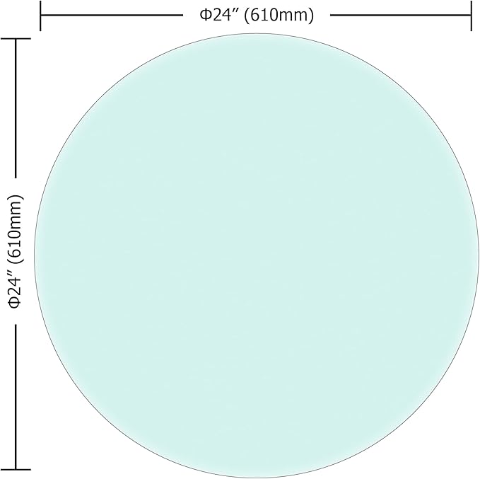 24" Round 3/8" Inch Thick Tempered Glass Table Top - Beveled Edge Clear