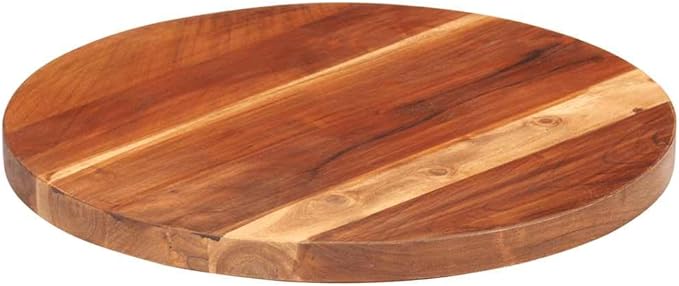Solid Acacia Wood Round Tabletop 15.7 inch 0.98-1.06 inch Thick Rustic Butcher Block Counter Top for Dining Coffee Bar or DIY Desk