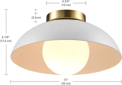 Globe Electric 66000159 1-Light Flush Mount Ceiling Light, Matte White Finish, Opal Glass Shade, Low Profile, Modern Ceiling Light, E26 Base, Easy Installation