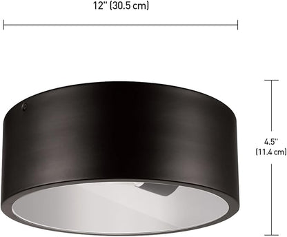 GLOBE Electric 44479 Teagan 1-Light Outdoor Indoor Flush Mount Ceiling Light, Dark Bronze, Clear Glass Shade, Bulb Not Included