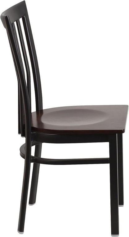 Flash Furniture 2 Pack HERCULES Series Black School House Back Metal Restaurant Chair - Walnut Wood Seat