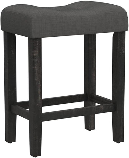 Roundhill Furniture Sora Button Tufted Counter Height Saddle Stools, Set of 2, Gray