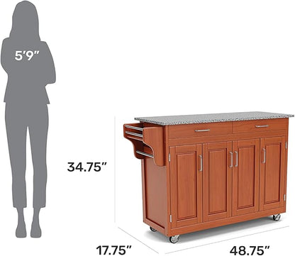 homestyles Create Cottage Oak 4 Door Cabinet Kitchen Cart with Gray Granite Top by Home Styles