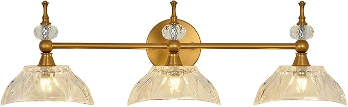 Vintage Bathroom Light Fixtures Gold Bathroom Vanity Light with Glass Shade G9 Bulb Wall Sconces Lighting for Bedroom Living Room Kitchen Hallway