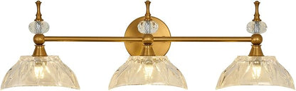 Vintage Bathroom Light Fixtures Gold Bathroom Vanity Light with Glass Shade G9 Bulb Wall Sconces Lighting for Bedroom Living Room Kitchen Hallway