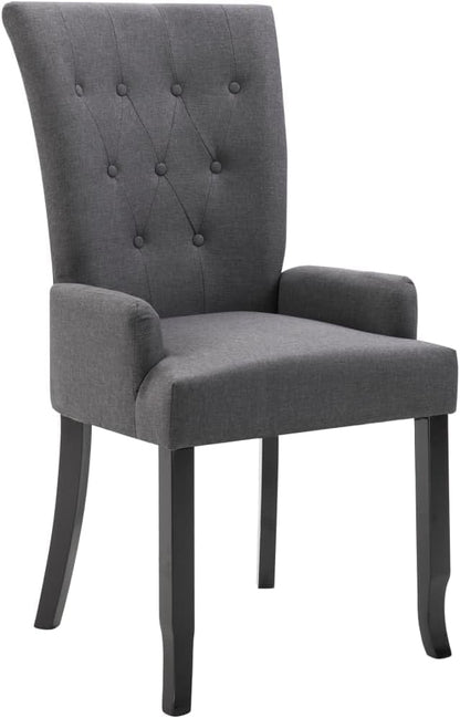 Dark Grey Dining Chair, 21.3x22x41.7 in Oak Frame Ergonomic Seat for Kitchen, Modern Farmhouse Accent Furniture for Living Room or Restaurant