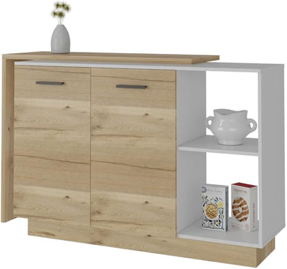 GOWE White and Light Oak 4-Door 2-Piece Kitchen Set, Kitchen Island and Pantry Cabinet