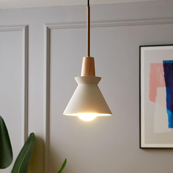7.5'' Concrete Pendant Lights Kitchen Island Hanging Lights Unique Pinecone Lampshade Industrial Chandelier Nordic Cement Pendant Light for Dining Room, Bedside, Kitchen,Hallway, 1Pcs, White