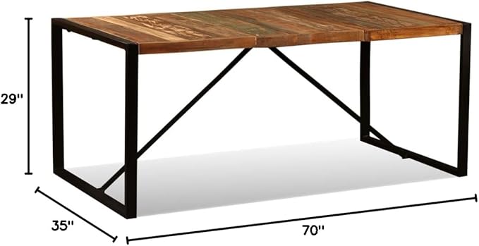 Industrial Dining Table 70.9 Inch Reclaimed Wood Kitchen Table with Steel Legs Rustic Modern Design for Dining Room and Home