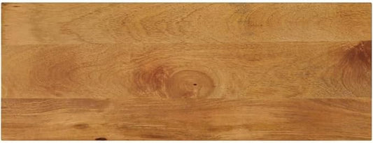 Solid Mango Wood Table Top 80 x 20 in Rectangular Butcher Block Surface Stained Brown Rustic Dining Desk Counter for Kitchen Office Studio