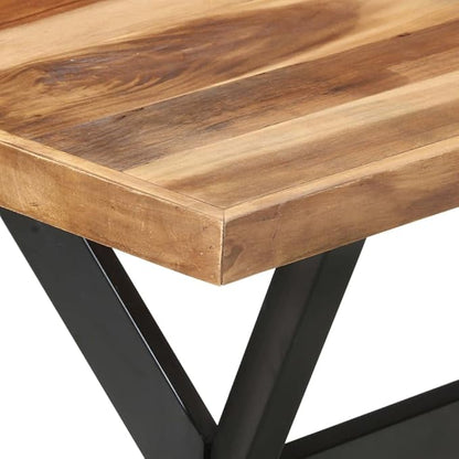 Solid Acacia Wood Dining Table Industrial Style 55.1x27.6 Inch, Honey Finish Brown Rectangular Indoor Table for Dining Room Kitchen