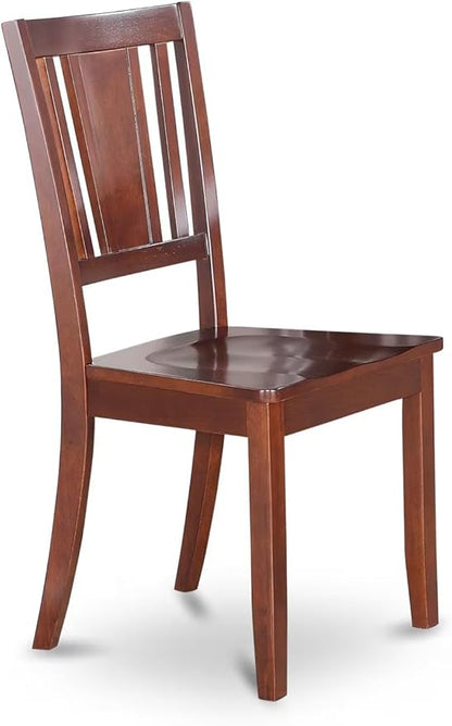 East West Furniture DUC-MAH-W Dudley Dining Room Chairs - Slat Back Wood Seat Chairs, Set of 2, Mahogany
