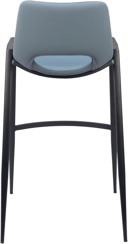 HomeStock Bar Stools Set of 2 - Gray Vinyl Seat & Steel Frame - Kitchen Island & Dining