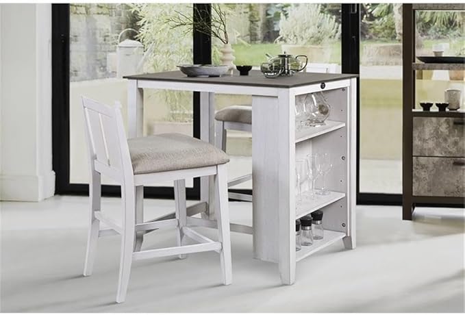 Lexicon Daye 3 Piece Wood Counter Height Dining Set in Gray and White