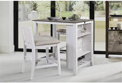 Lexicon Daye 3 Piece Wood Counter Height Dining Set in Gray and White