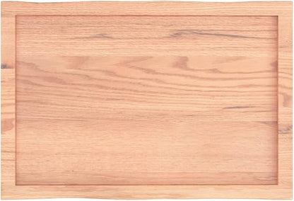 Solid Oak Table Top 31.5 x 19.7 in Rectangular Brown Wood Countertop for Dining Room, Kitchen Island, Console Desk, Smooth-Closing Workbench, Indoor Use