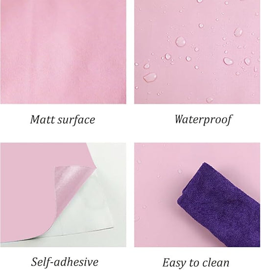 197"x17.7" Pink Wallpaper Solid Color Peel and Stick Wallpaper Pink Contact Paper Self-Adhesive Removable Wall Paper for Wall Covering Cabinet Countertop Vinyl Roll