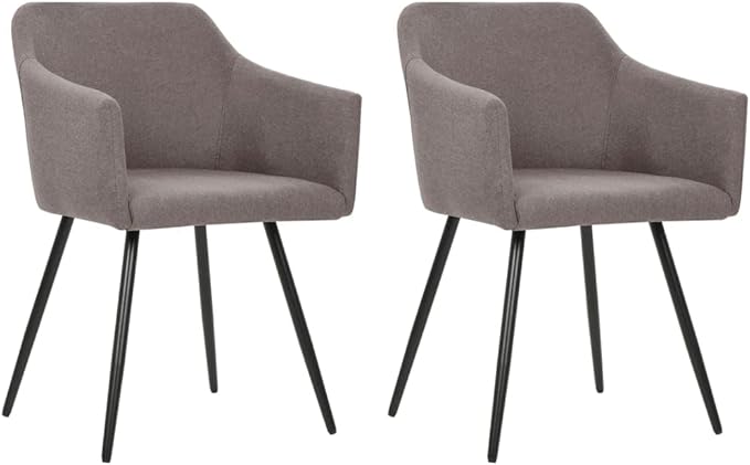 Taupe Fabric Dining Chairs Set of 2 Modern Kitchen Chairs with Metal Frame Ergonomic Design for Dining Room and Home Decor