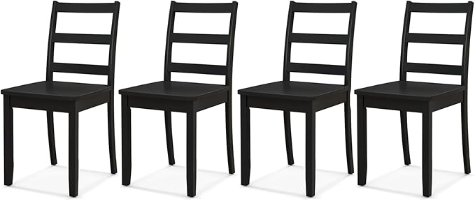 ERGOMASTER Wooden Dining Chairs Set of 4, Farmhouse Armless Wood Kitchen Chair with Back, Restaurant Side Chairs for Study, Dining Room, Black