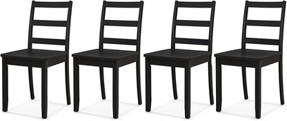 ERGOMASTER Wooden Dining Chairs Set of 4, Farmhouse Armless Wood Kitchen Chair with Back, Restaurant Side Chairs for Study, Dining Room, Black