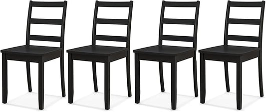 ERGOMASTER Wooden Dining Chairs Set of 4, Farmhouse Armless Wood Kitchen Chair with Back, Restaurant Side Chairs for Study, Dining Room, Black