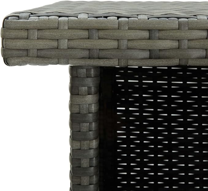 Gray Corner Bar Table 19.7 x 39.4 x 41.3 in Matte Poly Rattan & Steel 3 Tier Storage Shelf Modern Indoor Outdoor Small Dining Table for Kitchen Patio Bistro