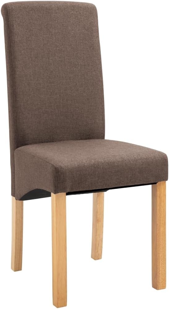 Modern Farmhouse Dining Chairs Set of 4 Brown Fabric Upholstered Wooden Frame Kitchen and Living Room Furniture with Ergonomic Design