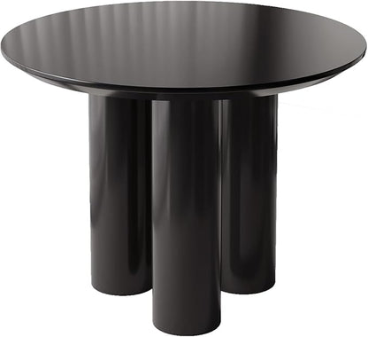 Miuuod 39.37in Round Dining Table for 4-6 People,Single Kitchen & Dining Room Table,Sofa Table with Stable Leg Base,Large Center Coffee Desk for Living Room Black