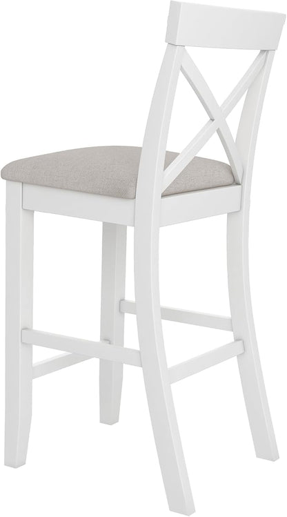 LUMISOL 3 Piece Pub Bar Table and Chairs Set, Solid Wood Counter Height Bar Table Set for 2, High Top Dining Table Set for Kitchen, Breakfast Nook, White + Beige