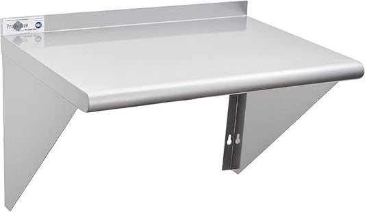 Profeeshaw NSF Stainless Steel Shelf 18” x 24”, 300 lb Commercial Shelves Wall Mounted Metal Shelving with Backsplash and 2 Brackets for Restaurant, Bar, Utility Room, Kitchen and Garage