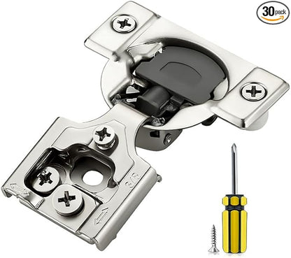 Ravinte 30 Pack 15 Pairs 3/8 inch Overlay Cabinet Hinges Kitchen Soft Close Cabinet Hinges Hidden Door Hinge for Kitchen Cabinet Hinges Stainless Steel Adjustable Hinges Satin Nickel Cabinet Hardware