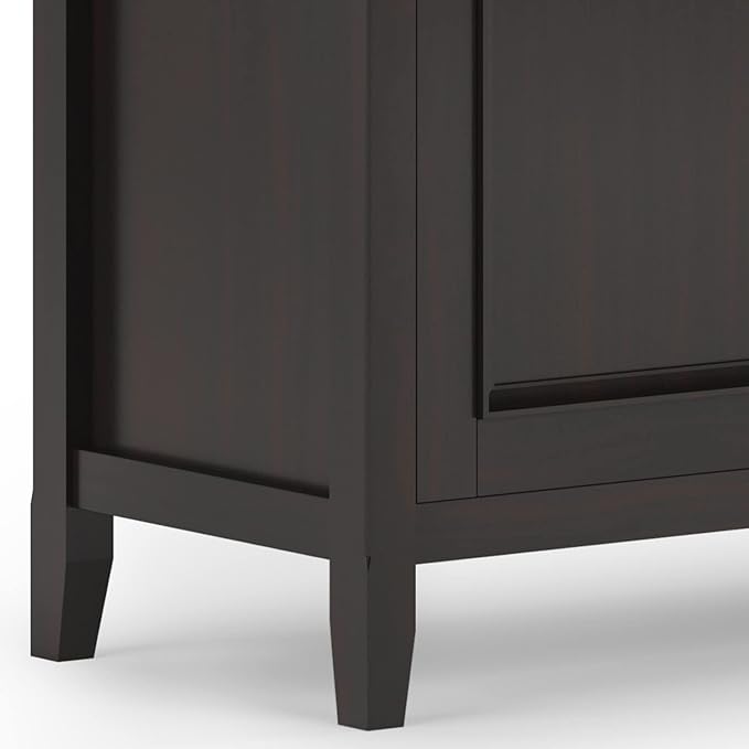SIMPLIHOME Amherst 60-inch Wide Solid Wood 3-Door Storage Cabinet in Hickory Brown, Transitional-Style Buffet Sideboard for Living Room, Dining Room or Entryway