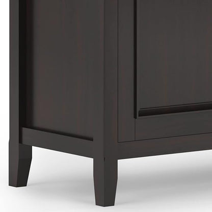 SIMPLIHOME Amherst 60-inch Wide Solid Wood 3-Door Storage Cabinet in Hickory Brown, Transitional-Style Buffet Sideboard for Living Room, Dining Room or Entryway