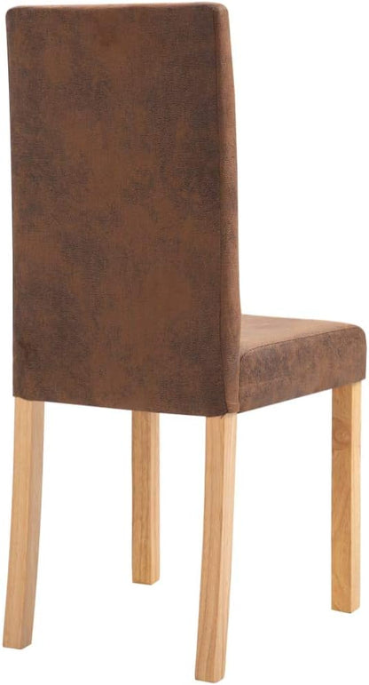 Dining Chairs Set of 2 Brown Faux Suede Upholstered Modern Kitchen Chairs with Solid Wood Legs for Dining Room and Living Room