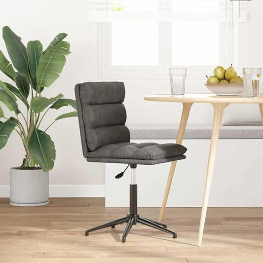 Adjustable Black Faux Leather Dining Chair, Metal Frame, 29.1-33.1", 265 lb, Modern