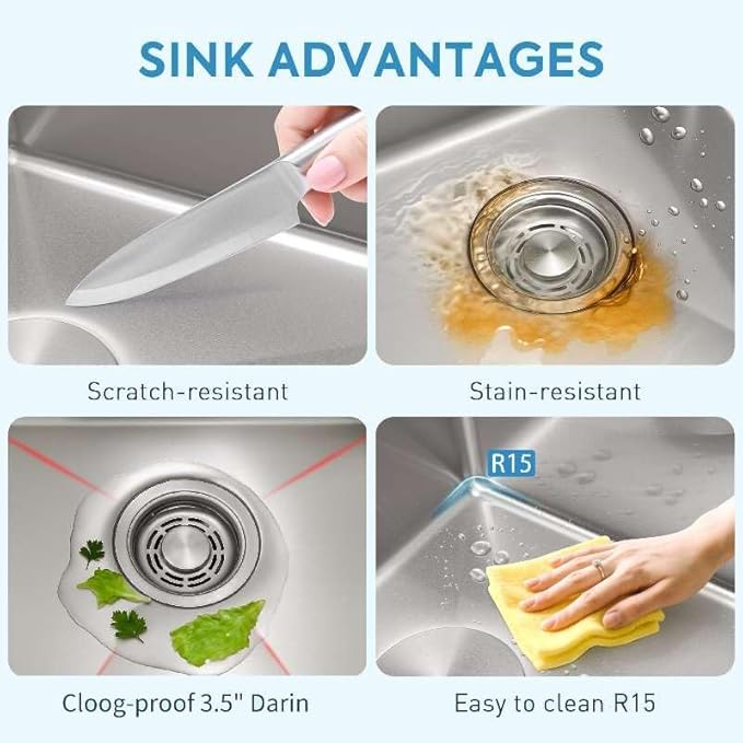 36 Inch Farmhouse Sink, 16 Gauge 304 Stainless Steel Farm Sinks, Drop In Topmount Single Bowl Workstation Sink with all Accessories, 36" x 22" x 10" Large and Deep Kitchen Sink