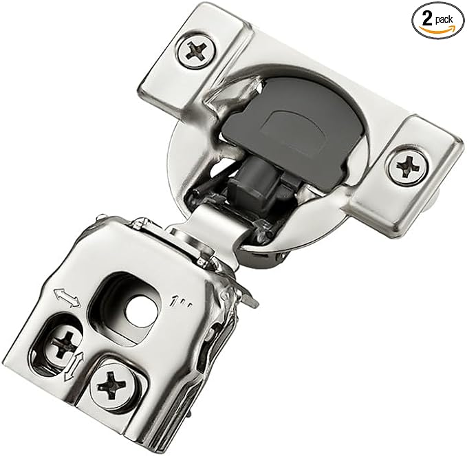 2 Pack 1 Pair 1 inch Overlay Soft Close Hinges for Kitchen Cabinet Hinges Satin Nickel Hidden Hinges Stainless Steel Concealed Hinge self Closing
