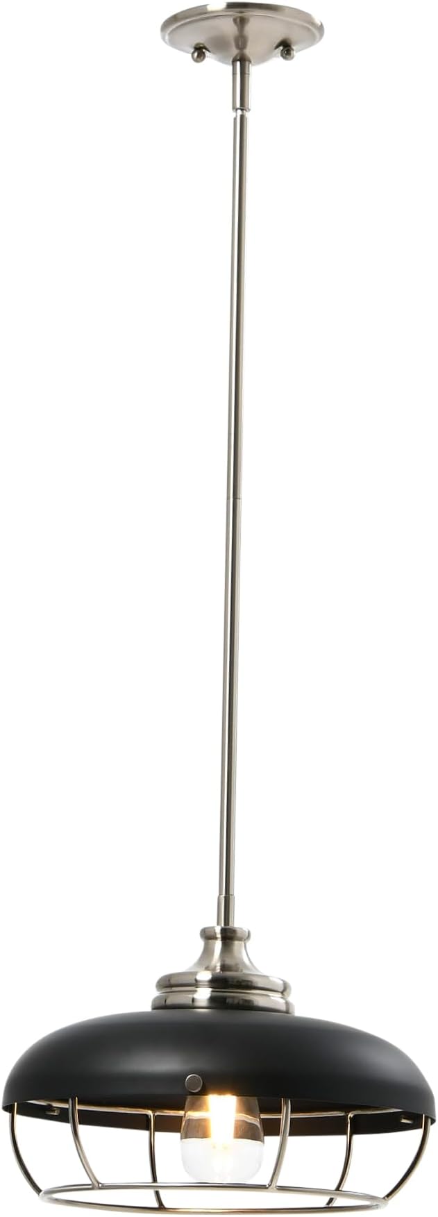 Presley - Caged Dome Metal Ceiling Light, Brushed Nickel and Matte Black