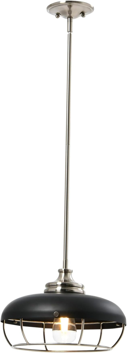 Presley - Caged Dome Metal Ceiling Light, Brushed Nickel and Matte Black