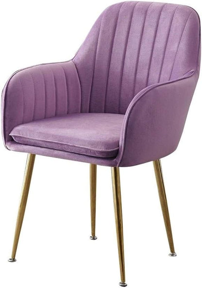 Kitchen Islands Stools Soft Velvet Dining Chair,Cafe Milk Tea Dessert Shop Small Apartment Lounge Chairs (Purple)