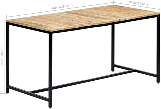 Rectangular Dining Table, Solid Mango Wood and Iron Legs, Perfect for Kitchen Island, Dining Room Spaces, or Home Comedor