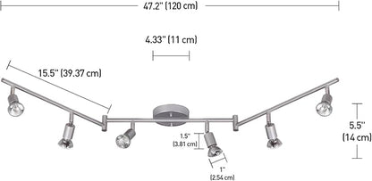 Globe Electric 59351 Payton 6-Light Foldable Track Lighting, Matte Silver