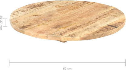 24 inch Solid Mango Wood Round Tabletop Polished Butcher Block Countertop for DIY Dining Desk Kitchen Island Bar Small Space Indoor/Outdoor Rustic Modern Brown