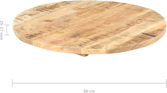 24" Round Solid Mango Wood Table Top Polished for Dining or DIY Butcher Block Desk Small Outdoor Replacement Rustic Kitchen Island Coffee Bar